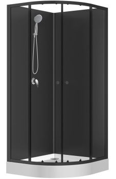 Душевая кабина Loranto NEO 90x90x(190+15) c низким поддоном 15см, прозрачное закаленное стекло 5 мм, задние стеклянные стенки черные, профиль черный-матовый (CS-21800BP) фото Душевая кабина Loranto NEO 90x90x(190+15) c низким поддоном 15см, прозрачное закаленное стекло 5 мм, задние стеклянные стенки черные, профиль черный-матовый (CS-21800BP) купить