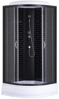 Душевая кабина Loranto Sunway 100х100х215  поддон 25 см черный кирпичный узор, серое стекло 4мм профиль черный (CS-6610-25GB 100) купить