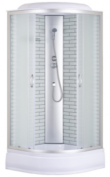 Душевая кабина Loranto Sunway 90х90х215  поддон 25 см белый кирпичный узор, стекло 4 мм профиль хром (CS-6690-25FW 90) купить