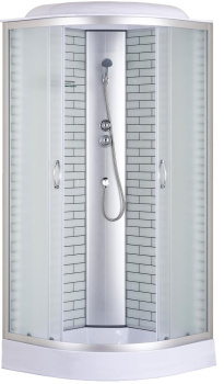 Душевая кабина Loranto Sunway 800х800х2150 поддон 13см, белый кирпичный узор, матовое стекло 4мм, профиль хром (CS668013FW80) купить