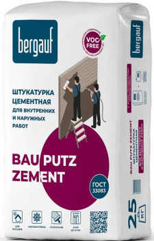 Штукатурка Бергауф Bau Putz Zement, цементная фасадная, 25 кг купить